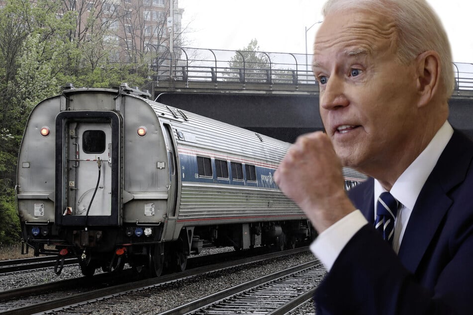 Joe Biden compared his infrastructure plan to the space race of the 1960s (collage).