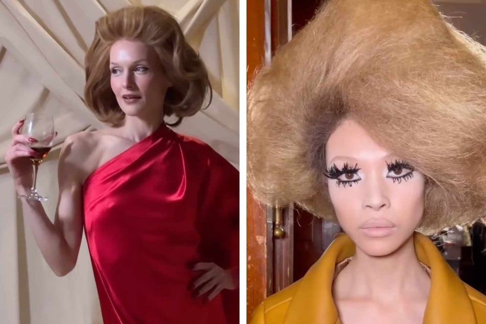 Standout hair moments from NYFW were the va-va-voom looks from designer brands Marc Jacobs (r.) and Christian Cowan (l.), among others.