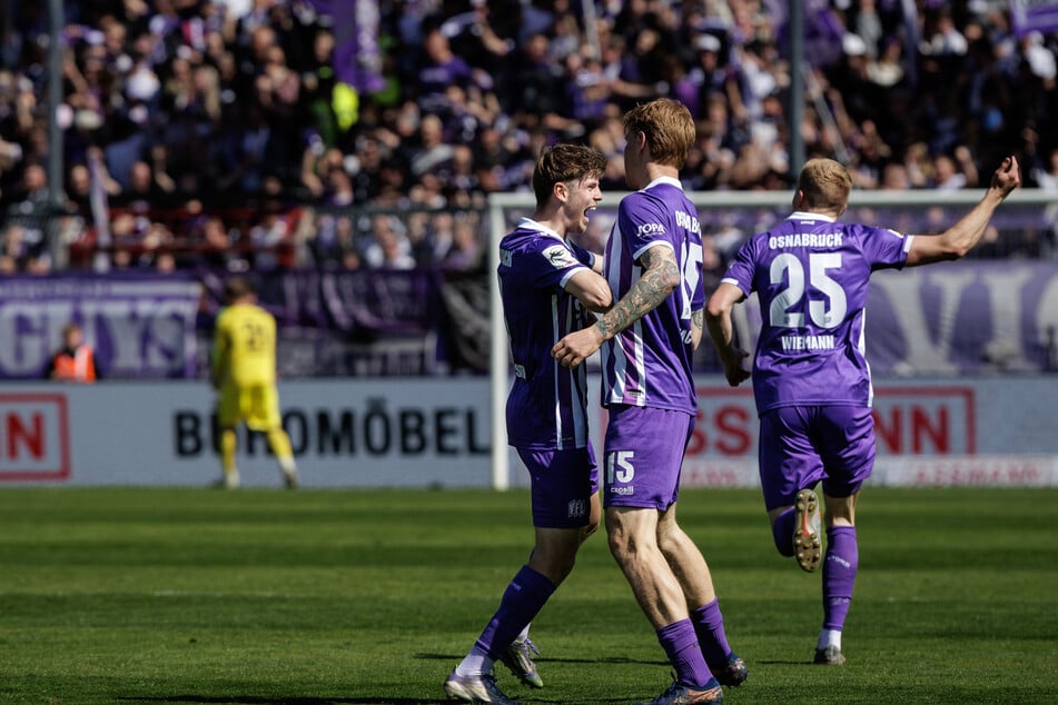 Frederik Christensen (24, l.) feierte vergangene Saison den Aufstieg mit Osnabrück.