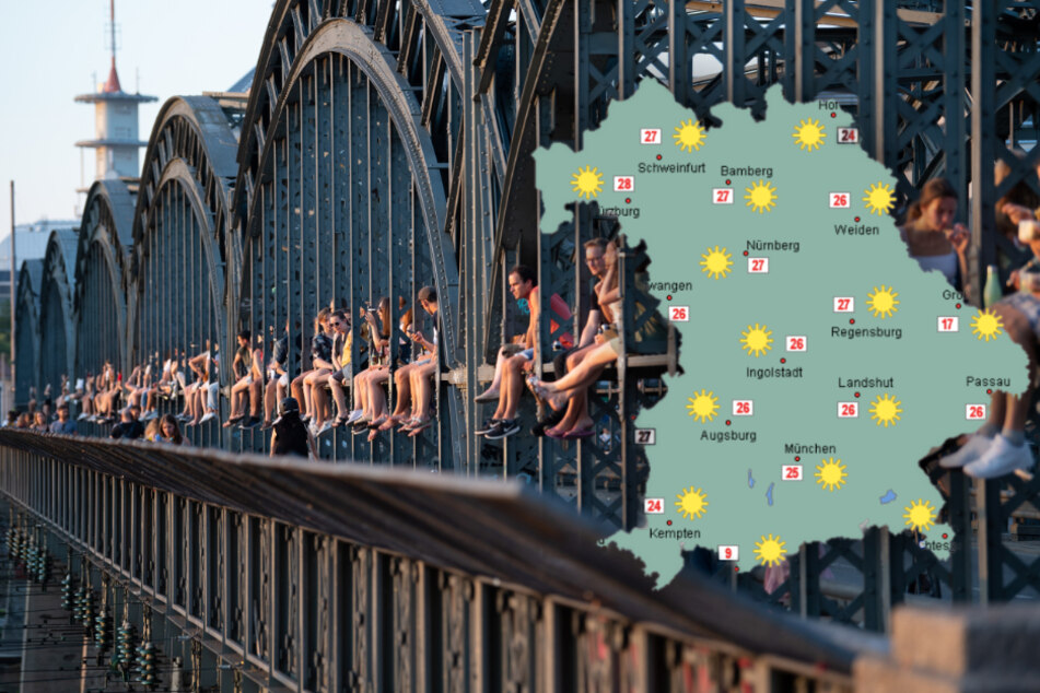An der Münchner Hackerbrücke kann man die Sonne gut genießen. (Bildmontage)