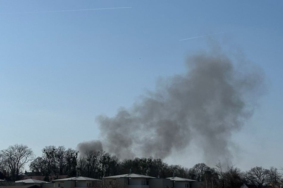 Eine Rauchwolke über Zschertnitz war am Samstagnachmittag weithin sichtbar.