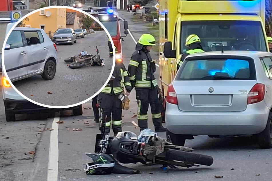 Heftige Kollision: Skoda-Fahrerin übersieht Biker