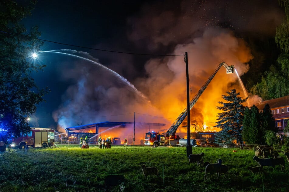 Eine Stallung mit Werkstatt, Lagerflächen sowie gelagertes Stroh standen in Flammen.