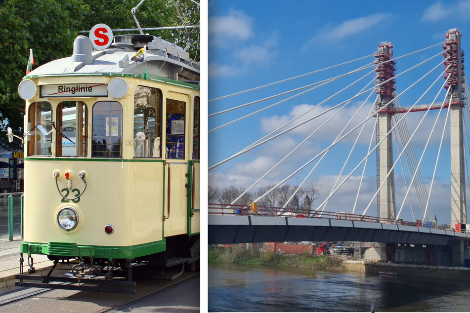 Am 22. Dezember fahren erstmals historische Straßenbahnen über den neuen Strombrückenzug in Magdeburg.