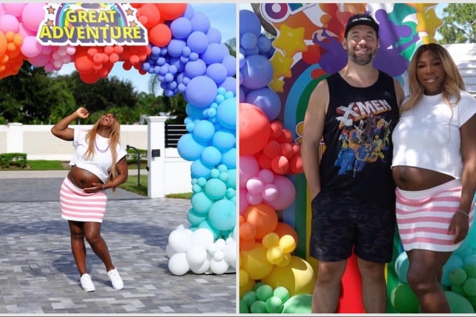 Serena Williams (r) and Alexis Ohanian are expecting another little girl, per their iconic baby shower/gender reveal.