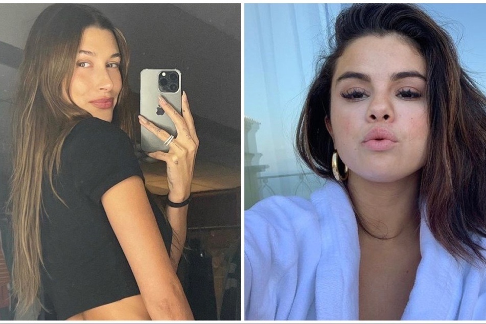 Selena Gomez (r.) has responded after fans accused her of subtly mocking Hailey Bieber (l.), who is married to her ex, Justin.