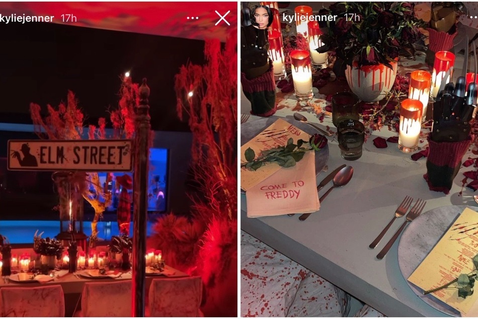 Kylie Jenner celebrated the launch of her new makeup line with a Nightmare on Elm Street-themed dinner party.