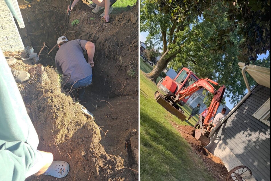 ... als das jedoch nach stundenlanger Arbeit nichts nützte, kam ein Bagger zum Einsatz.
