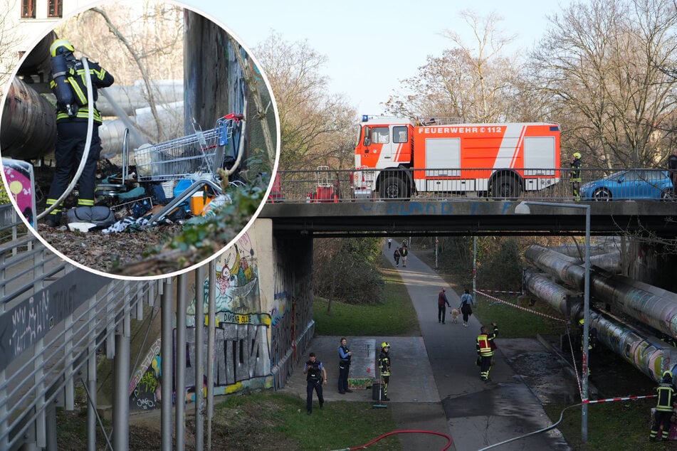 Leipzig: Feuerwehreinsatz im Leipziger Osten: Brücke nach Brand gesperrt
