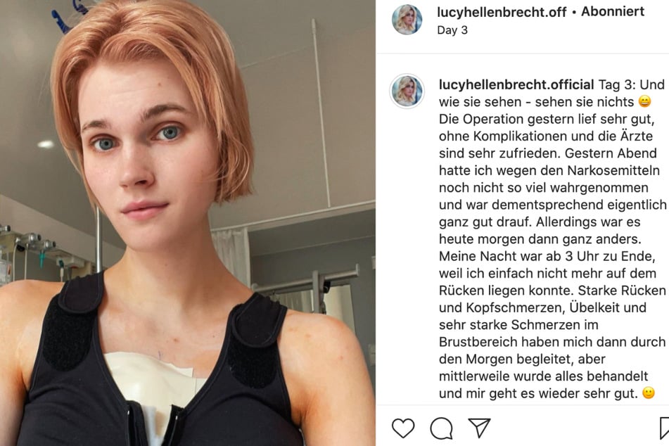 In einem Instagram-Post berichtete Lucy Hellenbrecht (22), wie es ihr nach der Brust-Vergrößerung ging.