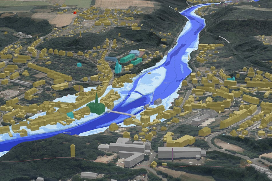 Welche Gefahren drohen der Stadt Waldheim bei Starkregen? Im Zwilling lässt sich das mit verschiedenen Pegelständen simulieren.