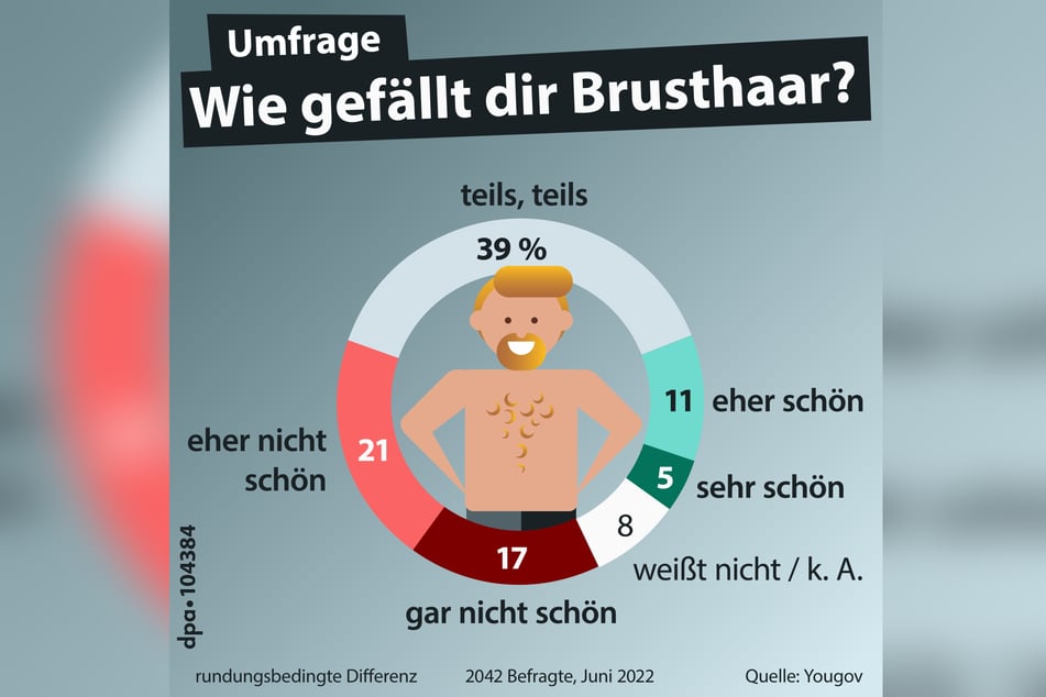 Nur rund 16 Prozent der Deutschen finden Brusthaar schön.