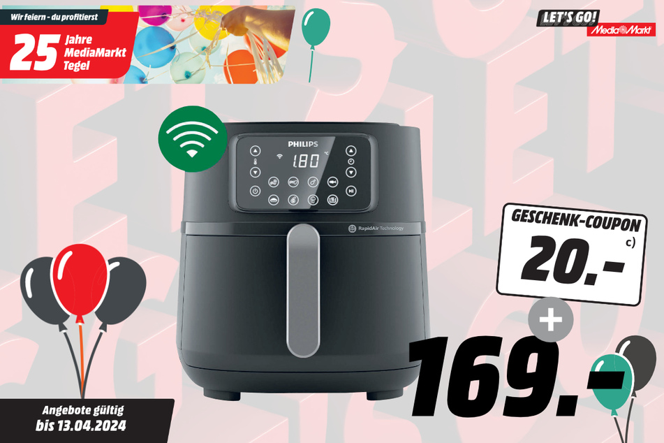 Philips-Heißluftfritteuse für 169 Euro + 20-Euro-Coupon.