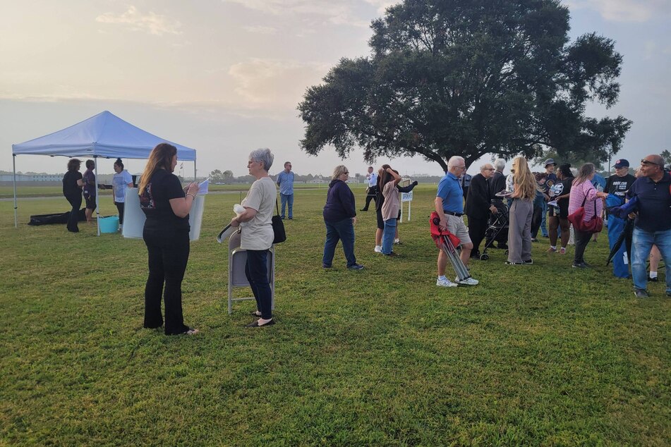 Protesters gathered across from the Florida State Prison in Raiford, Florida, during the execution of Michael Zack on October 3, 2023.