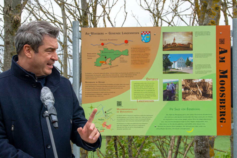 Markus Söder (54, CSU), Ministerpräsident von Bayern, spricht während der Vorstellung zur weiteren Entwicklung des Donaumooses.
