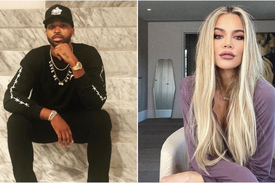 Tristan Thompson (l) is in hot water with fans after being spotted with a mysterious lady in Greece.