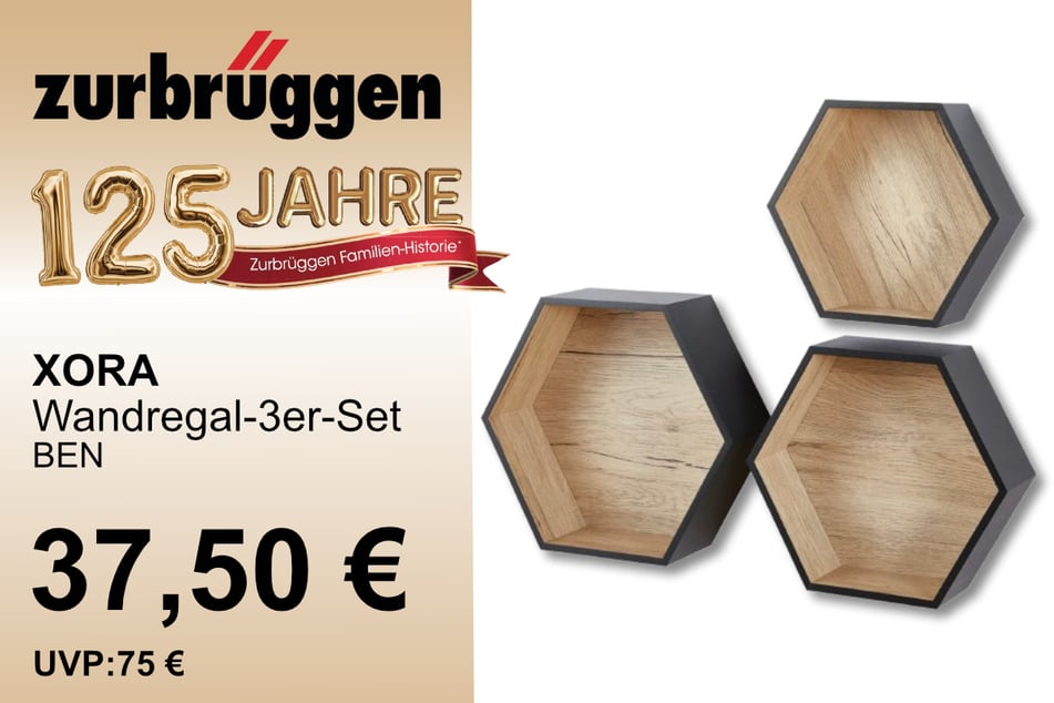 Das XORA Wandregal-3er-Set für 37,50 statt 75 Euro.