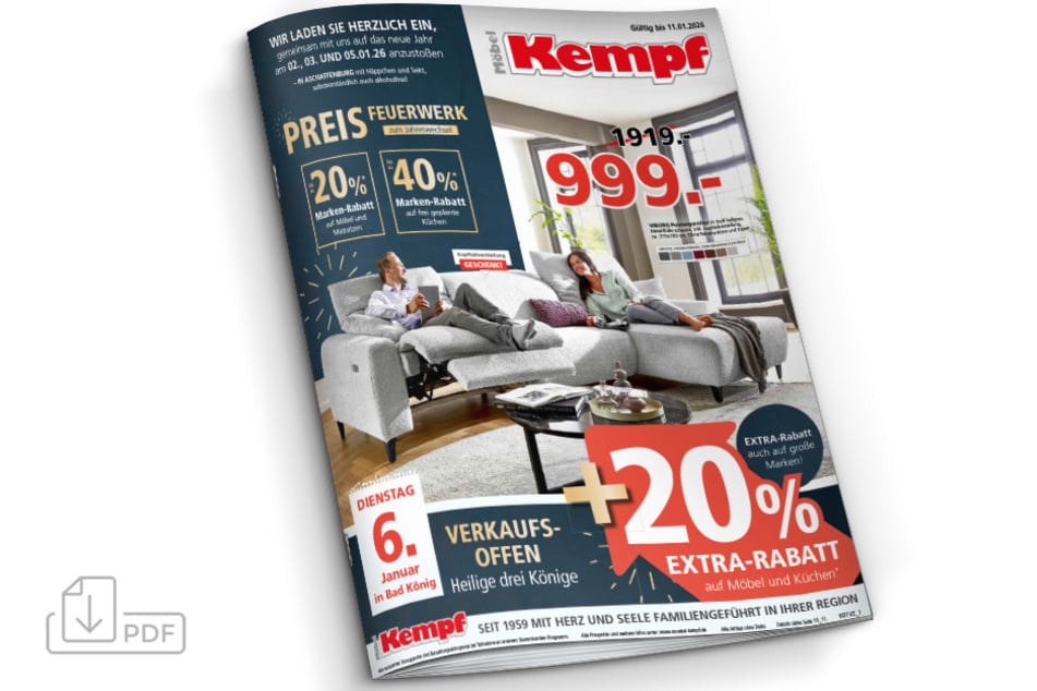 Hier klicken für den aktuellen Prospekt von Möbel Kempf Bad König und Aschaffenburg.