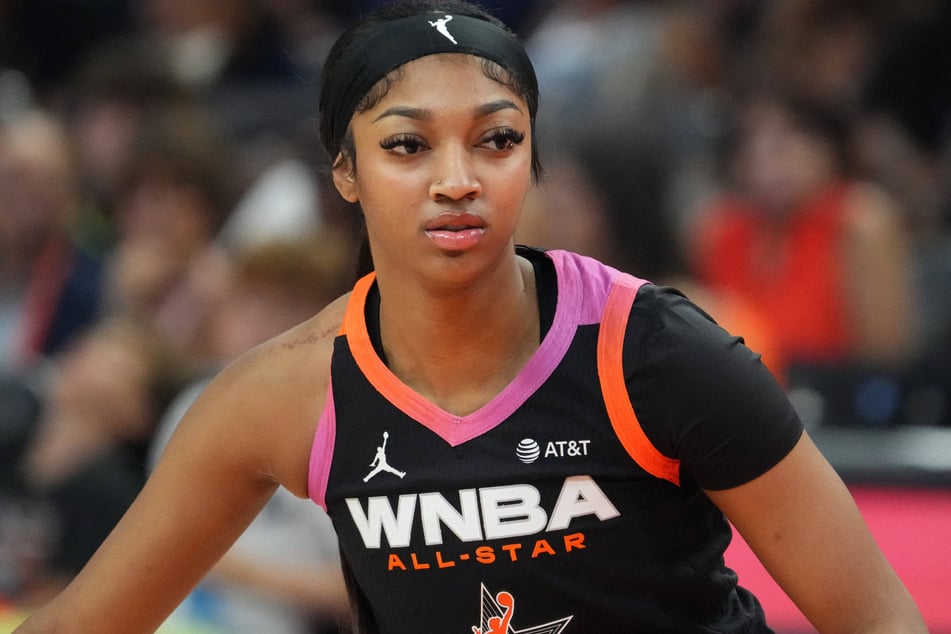 Angel Reese gets in position against the USA Women's National Team during the WNBA All-Star Game at Footprint Center in Phoenix, Arizona.