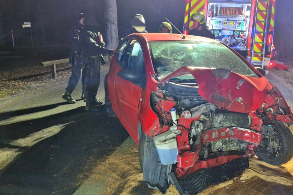 Schwerer Verkehrsunfall in Potsdam: Auto kracht frontal gegen Baum