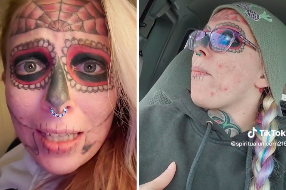 Woman leaves people stunned as she shows what she looked like before her face  tattoos  The Scottish Sun