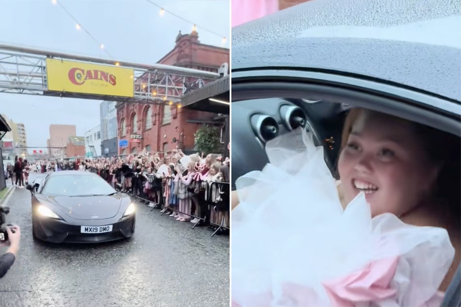 Die Influencerin Lacey (12) ließ es sich nicht nehmen, mit einem teuren Luxus-Schlitten vorzufahren.