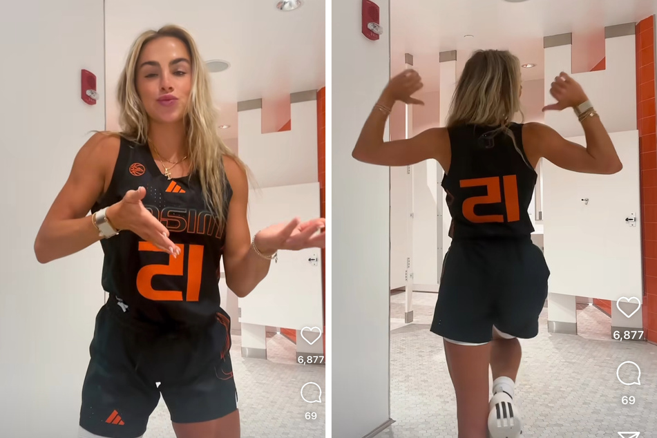 Hanna Cavinder showed off her excitement for her return to college basketball in a viral Instagram video, which saw her rocking her Miami uniform.