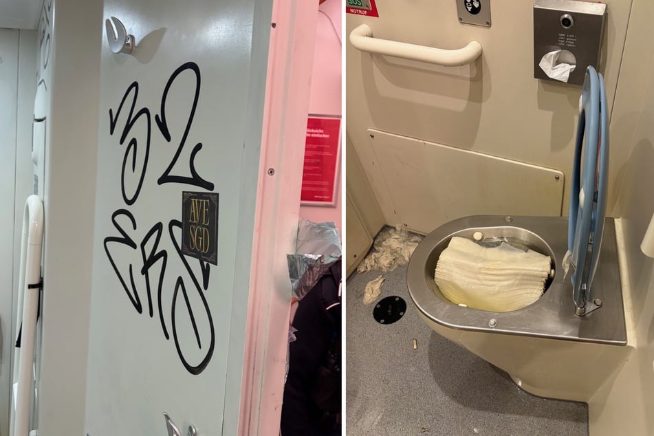 Ein WC wurde beschmiert, die Toilette mutwillig verstopft.