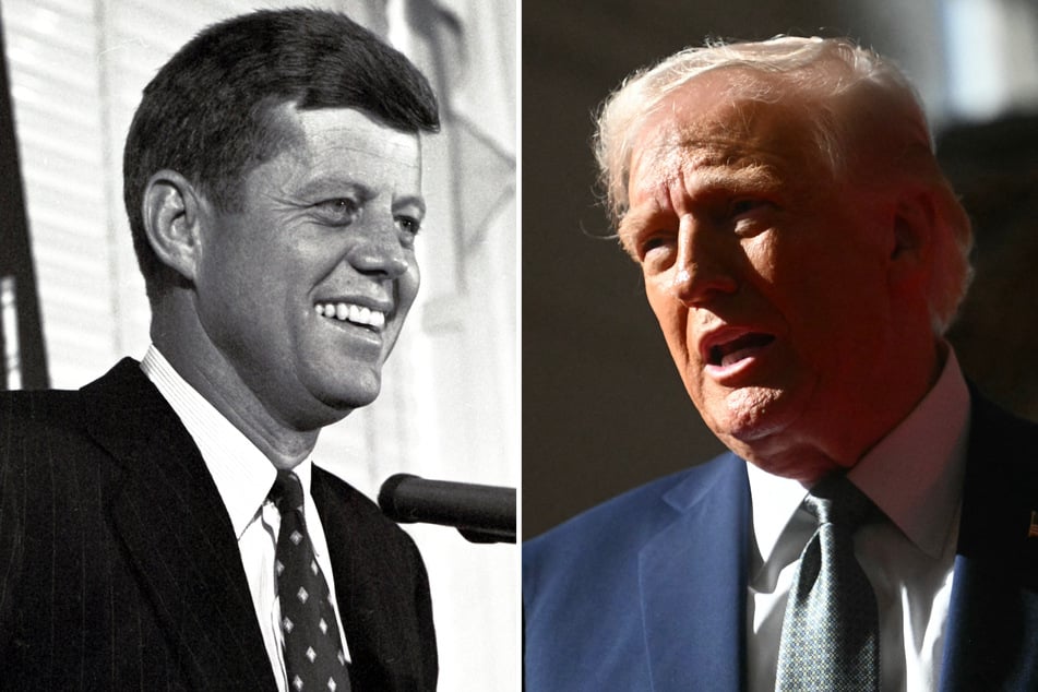 Donald Trump (r.) said his administration would be releasing Tuesday the remaining government files on the assassination of President John F. Kennedy