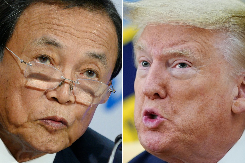 Donald Trump (r.) will meet with former Japanese prime minister Taro Aso (l.) in New York City on Tuesday, the candidate's aides told AFP.
