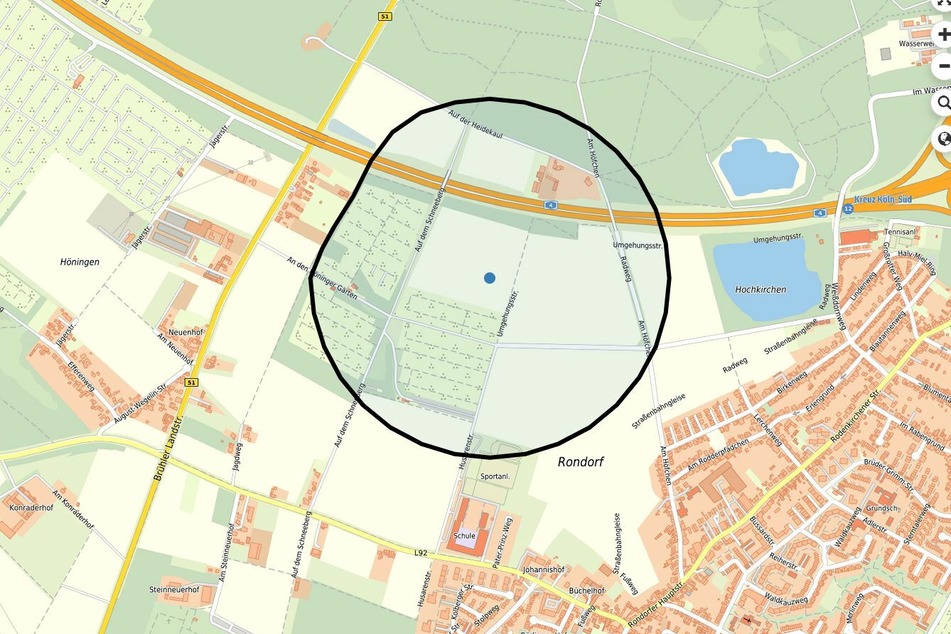 Der Evakuierungsradius in Köln-Rondorf wurde vom Kampfmittelbeseitigungsdienst auf 500 Meter festgelegt.
