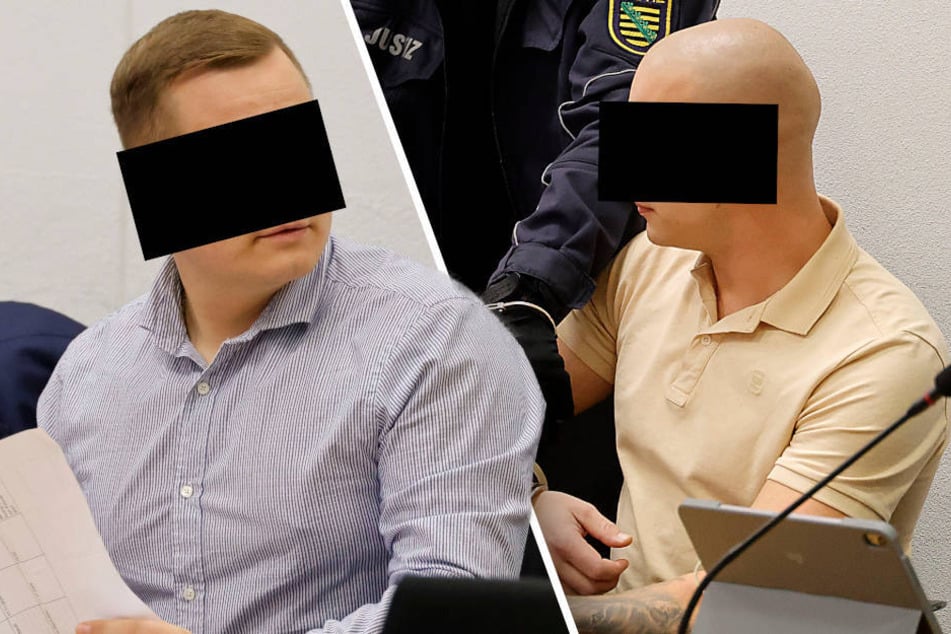 Rudi O. (26, l.) war am ersten Prozesstag gut gelaunt. Nick L. (29) sitzt bereits in U-Haft.