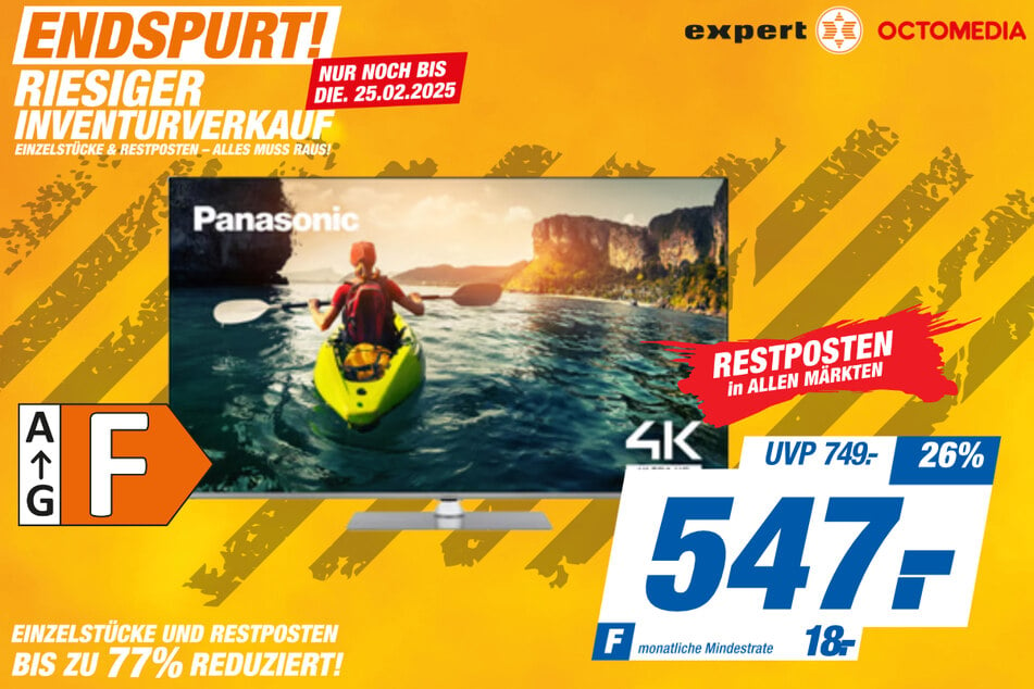 55-Zoll Panasonic-Fernseher für 547 statt 749 Euro.