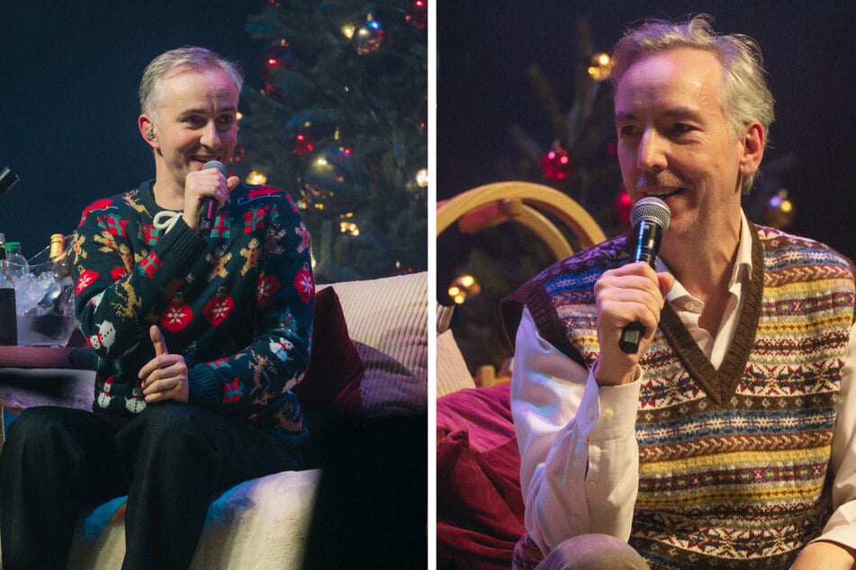 Jan Böhmermann und Olli Schulz am Samstag bei ihrer "Fest &amp; Flauschig Live: 10 von 10 – Jubiläumsweihnachten mit Jan &amp; Olli"–Spendengala Gala in der Barclays Arena in Hamburg.