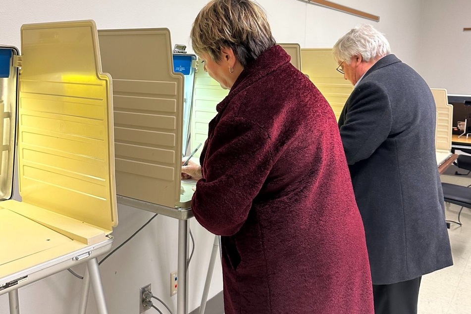 Wisconsin Supreme Court contender Janet Protasiewicz casts her ballot in the primary election.