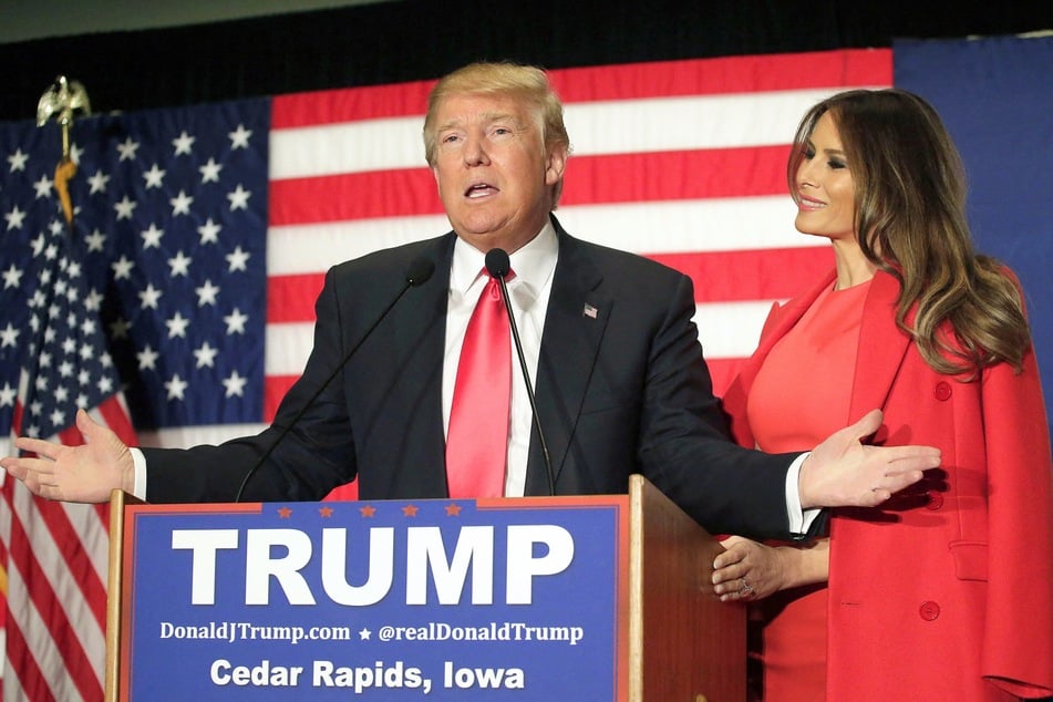 Donald Trump and his wife Melania Trump during a campaign event at the US Cellular Convention Center in Cedar Rapids, Iowa, on February 1, 2016.