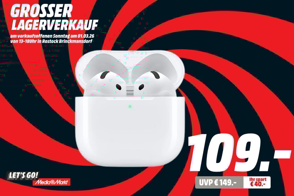 Apple AirPods 4 für 109 statt 149 Euro.