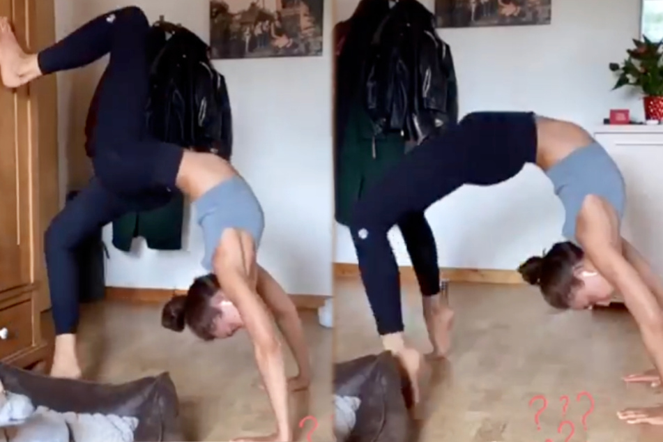Das 21-jährige Model hält sich mit anspruchsvollen Gymnastik-Übungen fit.