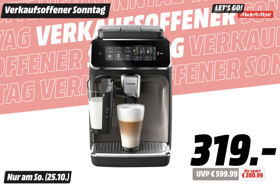 Philips-Kaffeevollautomat für 319 statt 599,99 Euro.