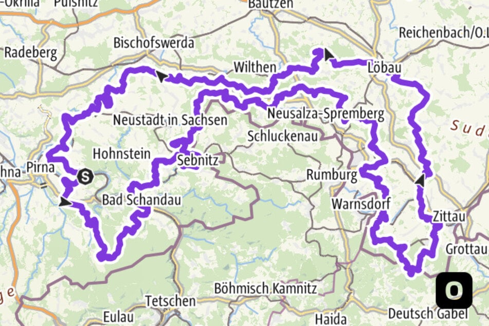 Der Rundweg umfasst etwa 328 Kilometer.
