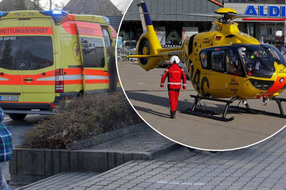 Kind (7) von Auto erfasst: Rettungshubschrauber muss auf Aldi-Parkplatz landen