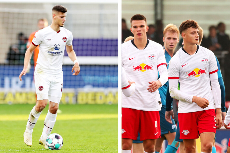 Tom Krauß (20, l.), Frederik Jäkel (20, v.-M.) und Eric Martel (19, v.-r.) wurden allesamt bei RB Leipzig ausgebildet. Mit Keeper Tim Schreiber (19) steht noch ein vierter Ex-Bulle im Aufgebot.