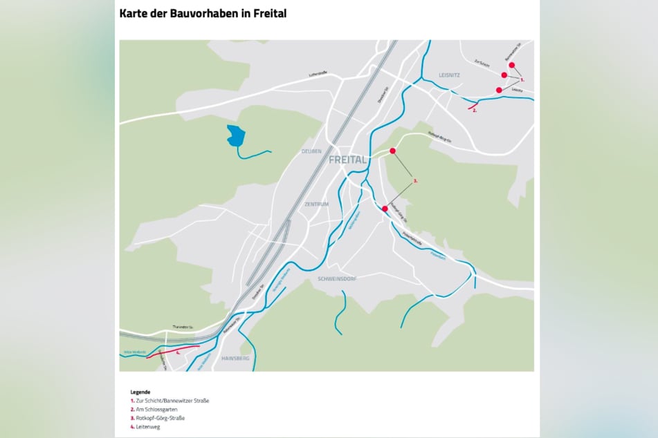 In Freital wird die Leitung an insgesamt vier Stellen erneuert.
