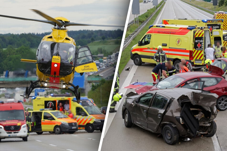 Unfall A4: Unfall auf A4 in Sachsen: Autobahn kurzzeitig dicht, Rettungshubschrauber im Einsatz