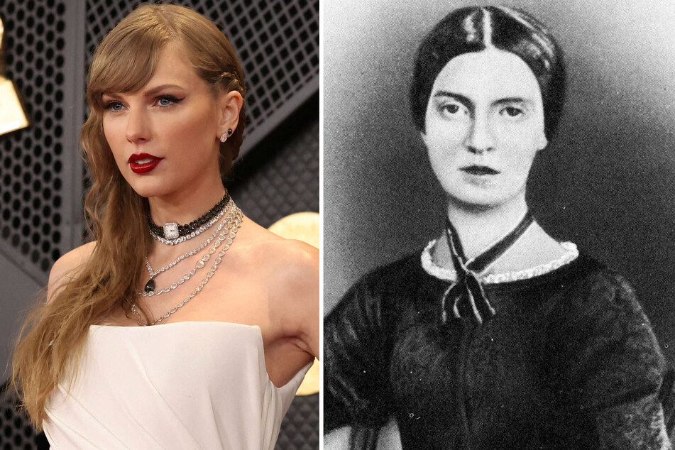Taylor Swift (l.) is the sixth cousin, three times removed of poet Emily Dickinson, according to new information from Ancestry.