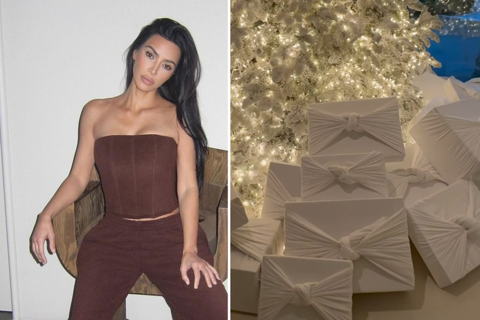 Kim Kardashian used SKIMs fabric to wrap her Christmas presents in this year.