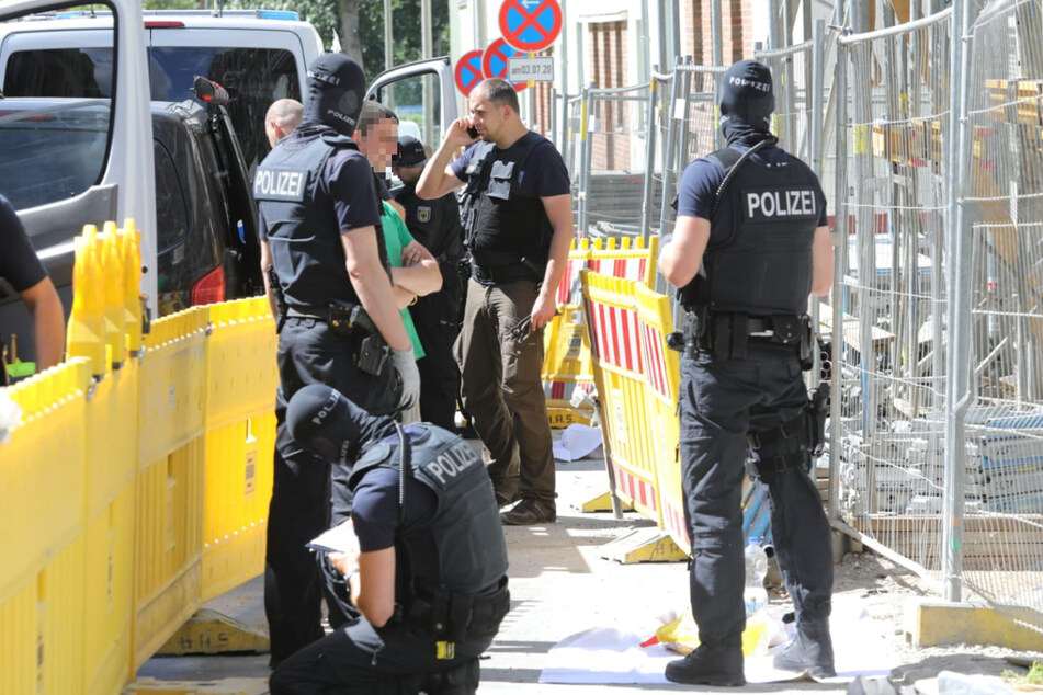 Auf der Baustelle in Leipzig soll es auch zu einer Verhaftung gekommen sein.