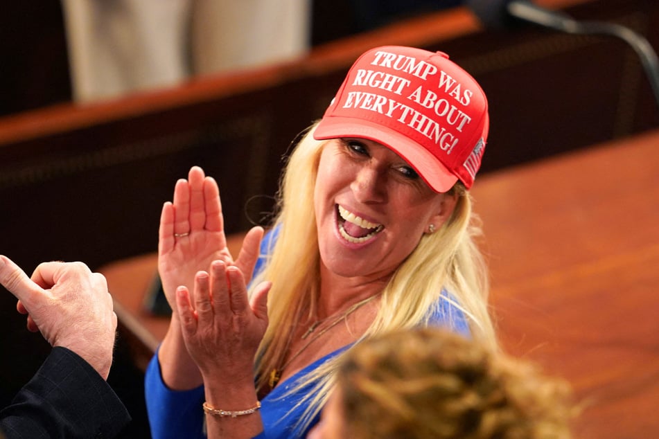 Marjorie Taylor-Greene during an address to a joint session of Congress at the US Capitol in Washington, DC, on March 4, 2025.