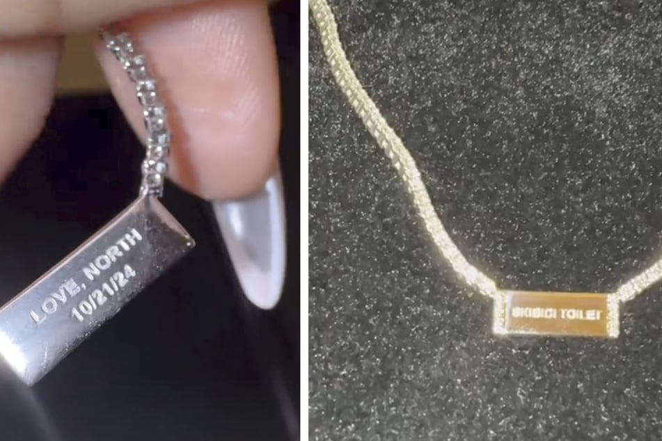 North West (11) gave her mother a necklace with a strange engraving.