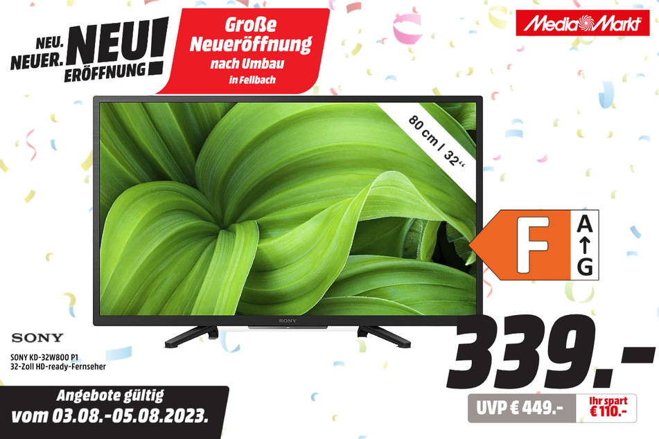 32-Zoll Sony-Fernseher für 339 statt 449 Euro.